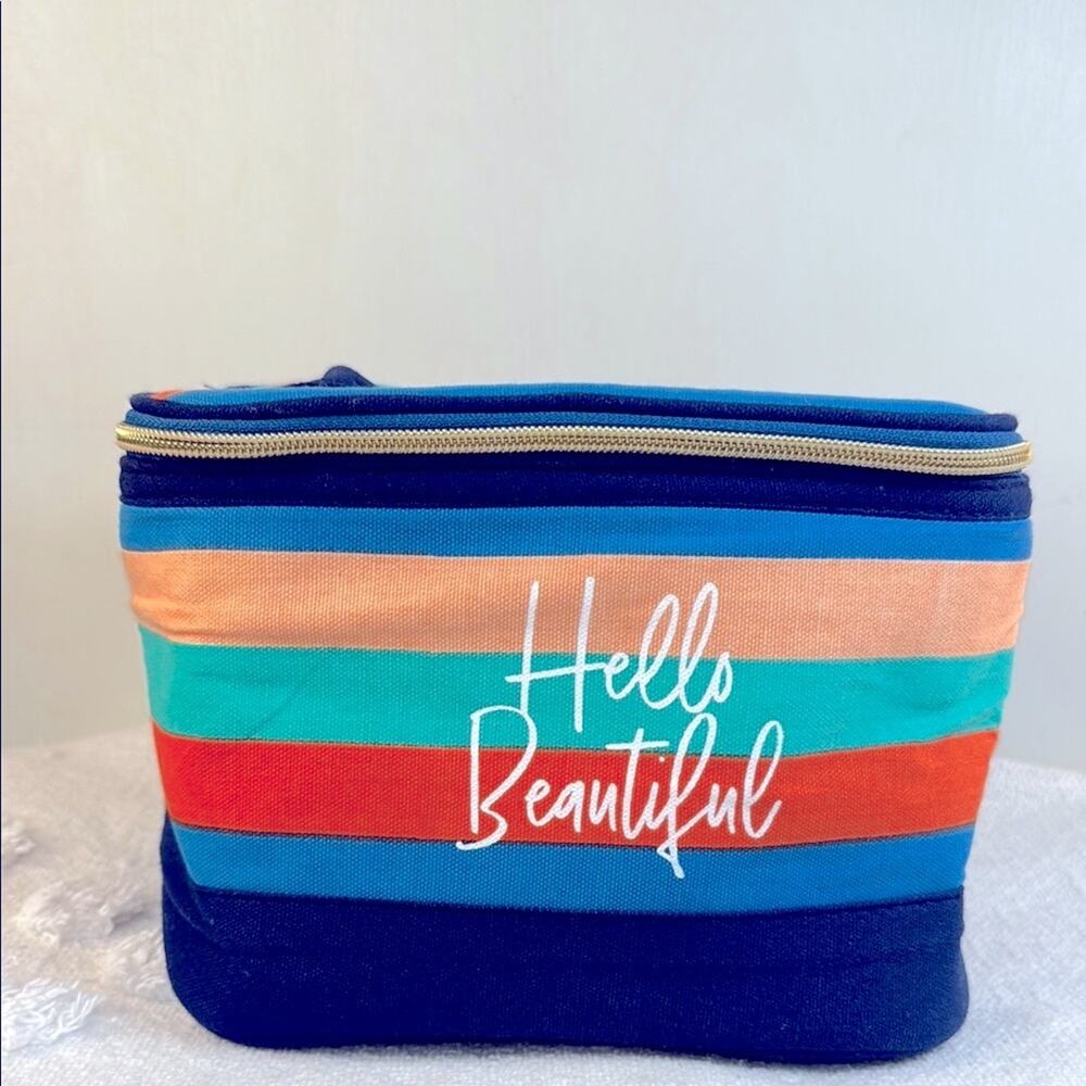 Dabney Lee Hellow Beautiful Colorful Striped Cosmetic Bag